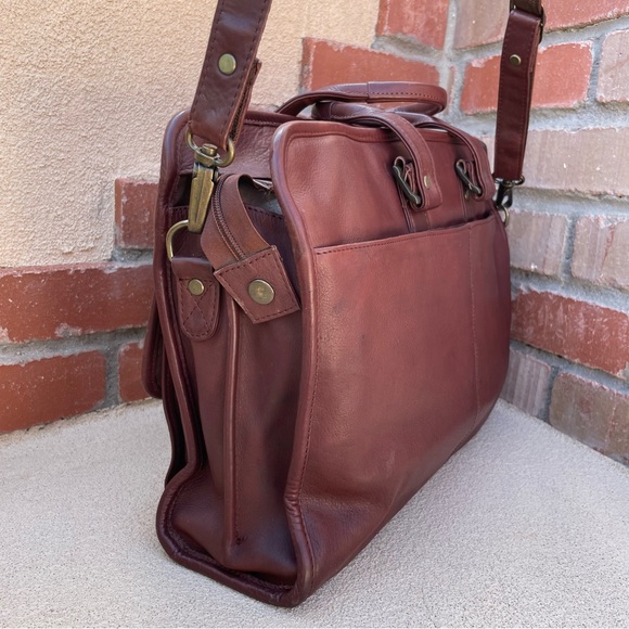 Rare & Unique Bill Blass VTG Soft Bomber Cowhide  Leather Briefcase in Chocolate - Picture 7 of 15